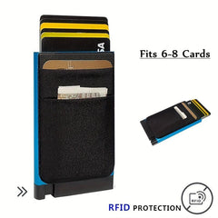 RFID Aluminum Men Wallet with Elastic Back Pouch