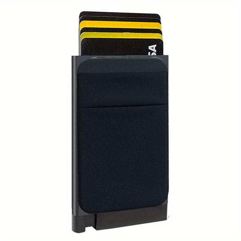 RFID Aluminum Men Wallet with Elastic Back Pouch