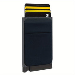 RFID Aluminum Men Wallet with Elastic Back Pouch