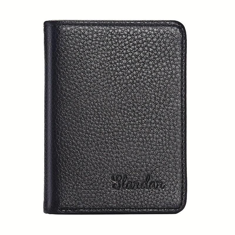 Men's PU Leather Wallet Business Card Holder Cash Clip Slot