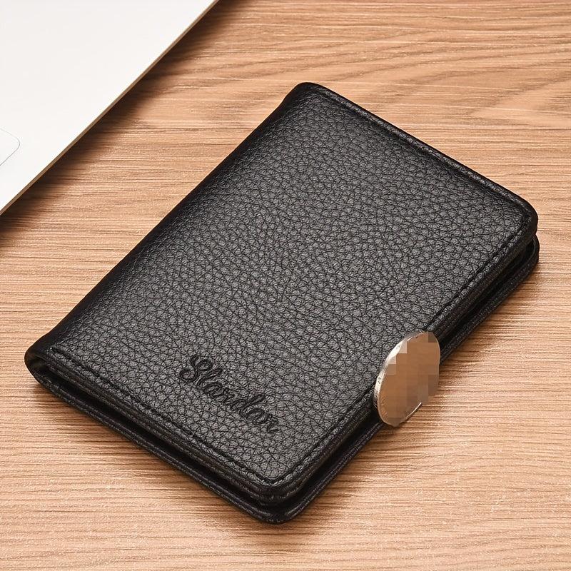 Men's PU Leather Wallet Business Card Holder Cash Clip Slot