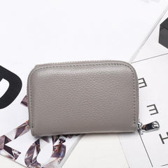 RFID Multifunctional Cowhide Card Bag - 10 Slots, Anti-theft Zipper, Clip
