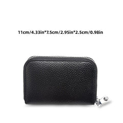 RFID Multifunctional Cowhide Card Bag - 10 Slots, Anti-theft Zipper, Clip