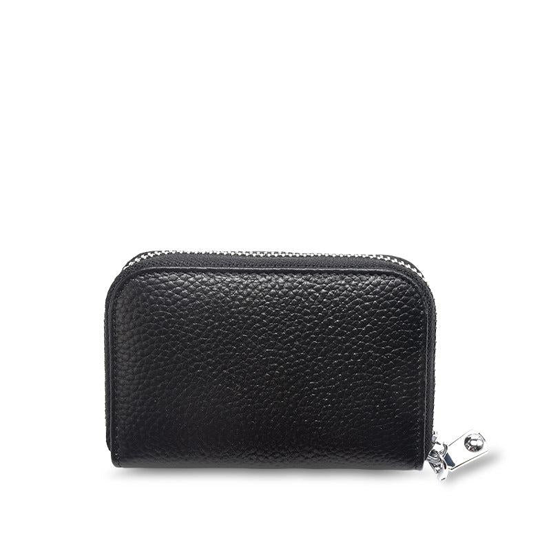 RFID Multifunctional Cowhide Card Bag - 10 Slots, Anti-theft Zipper, Clip