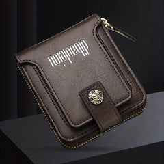 Men's Vintage Buckle Wallet Short Zipper Coin Purse