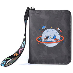 Men's Planet Pattern Zipper Card Holder Wallet