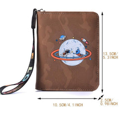 Men's Planet Pattern Zipper Card Holder Wallet
