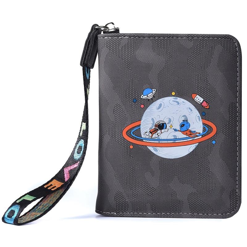 Men's Planet Pattern Zipper Card Holder Wallet