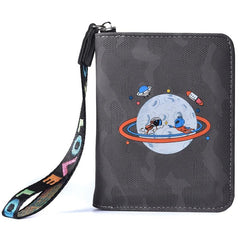 Men's Planet Pattern Zipper Card Holder Wallet