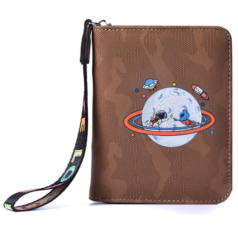 Men's Planet Pattern Zipper Card Holder Wallet