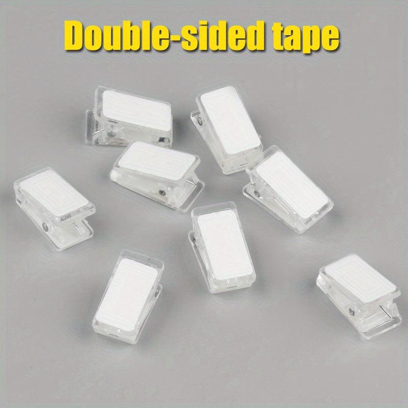 8pcs Mini Nail Clips Thickened Acrylic Document Clips Self-adhesive Clip