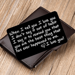 Son Gift Wallet Card Insert Engraved Note from Mom Dad Birthday