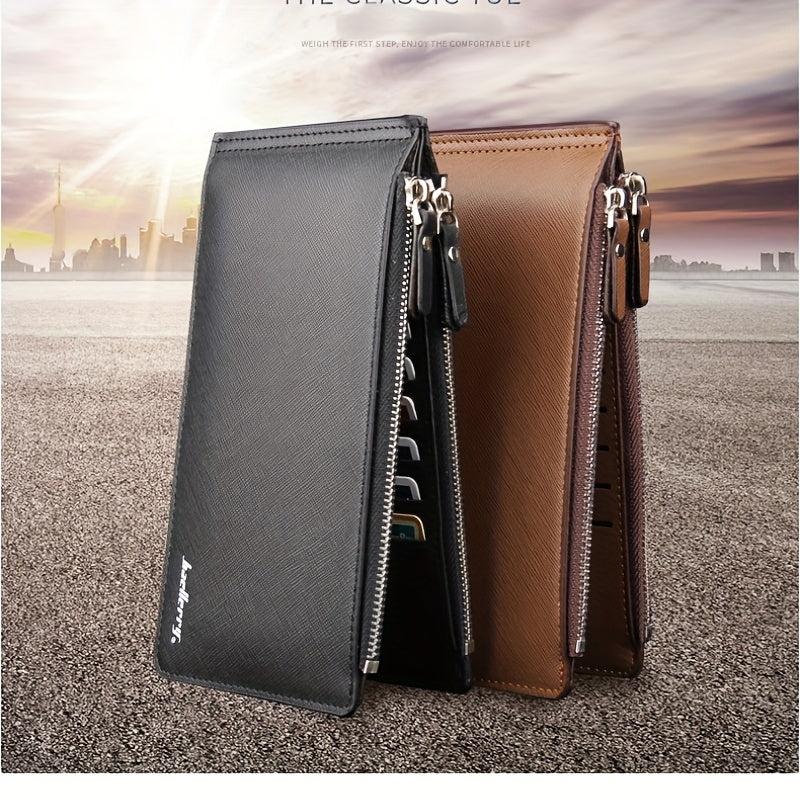 Men's Leather Long Wallet Coin Purse Credit Card Holder Money Clip