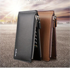Men's Leather Long Wallet Coin Purse Credit Card Holder Money Clip