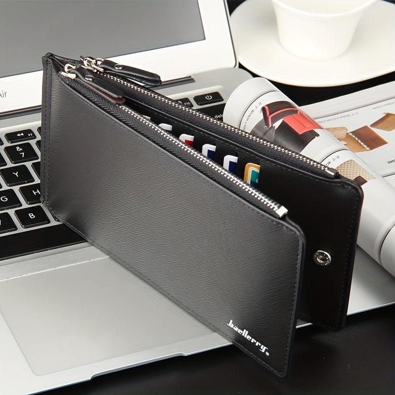 Men's Leather Long Wallet Coin Purse Credit Card Holder Money Clip