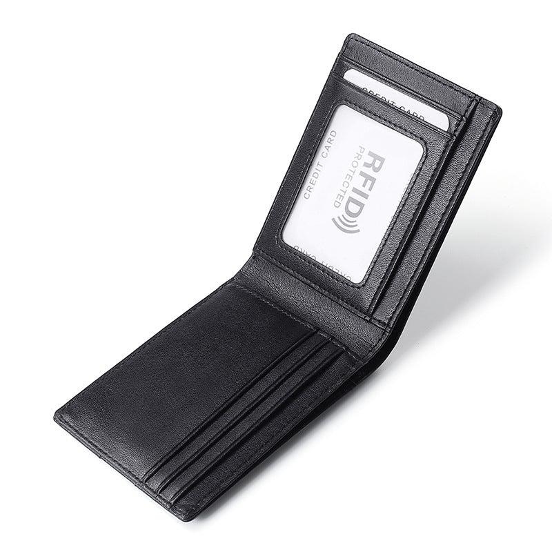 Men's Business Leather Wallet RFID Blocking Money Clip Card Holder