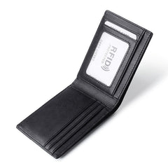 Men's Business Leather Wallet RFID Blocking Money Clip Card Holder