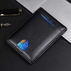 Men's Business Leather Wallet RFID Blocking Money Clip Card Holder