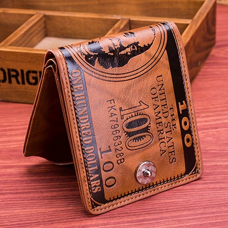 Men's PU Leather Figure Pattern Snap Button Wallet
