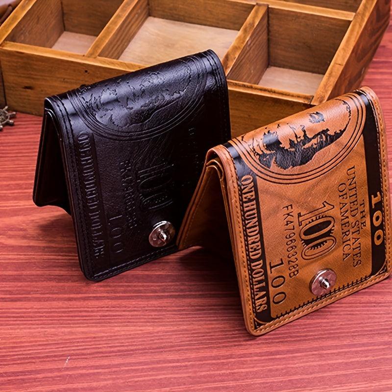 Men's PU Leather Figure Pattern Snap Button Wallet