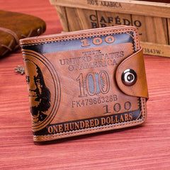 Men's PU Leather Figure Pattern Snap Button Wallet