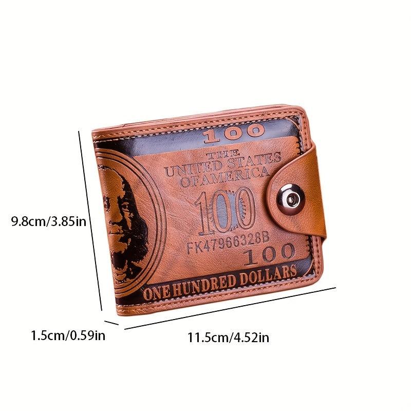Men's PU Leather Figure Pattern Snap Button Wallet