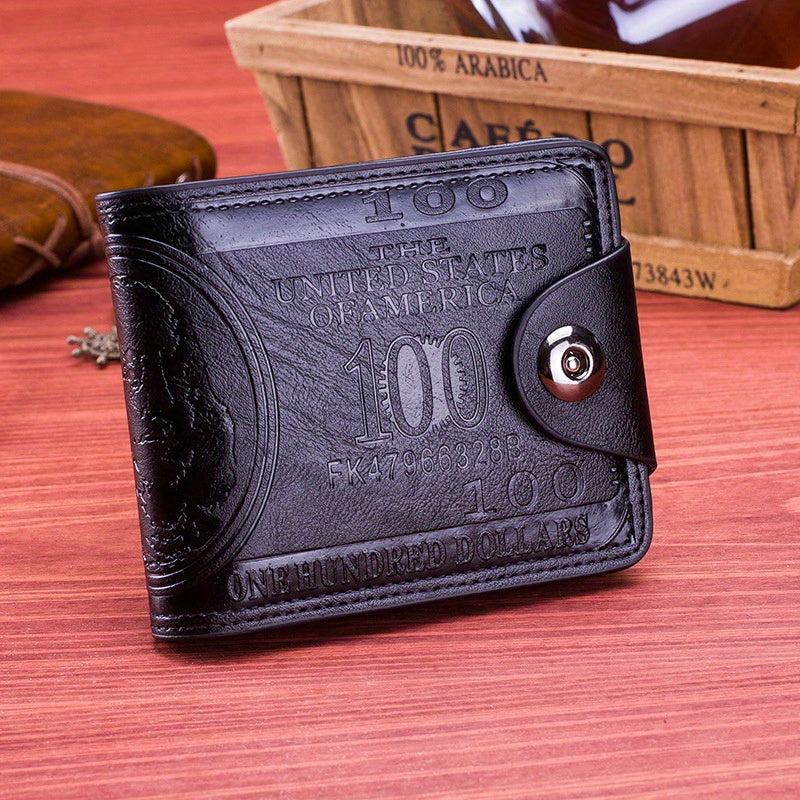 Men's PU Leather Figure Pattern Snap Button Wallet