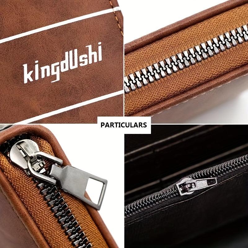 Men's Leather Zipper Handbag Large Capacity Wallet Clutch Bag Phone Bag