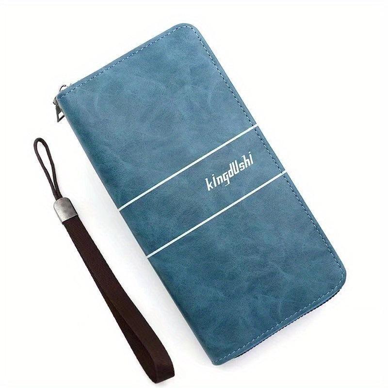 Men's Leather Zipper Handbag Large Capacity Wallet Clutch Bag Phone Bag