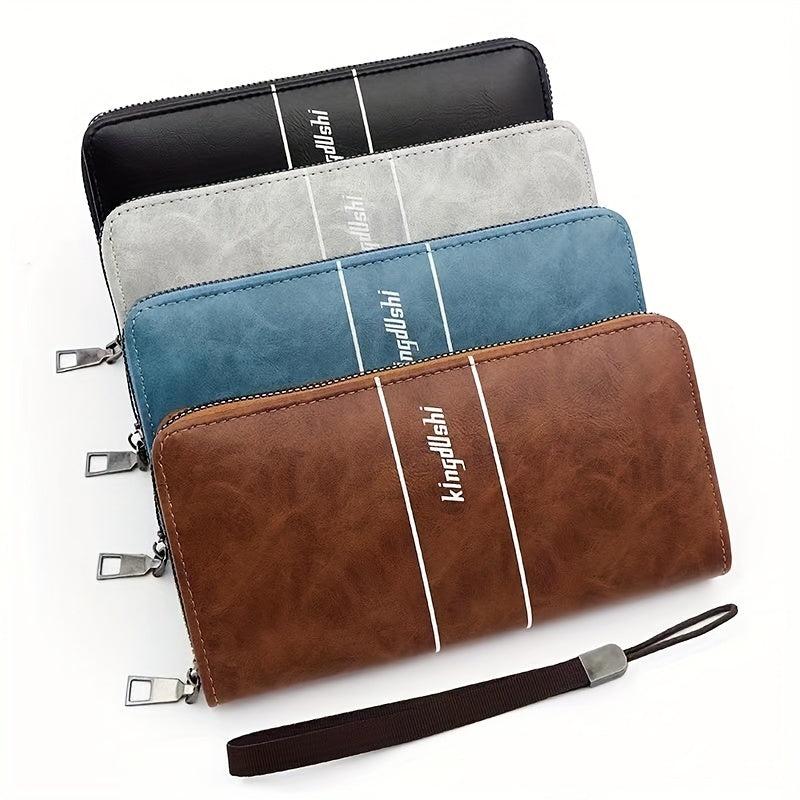 Men's Leather Zipper Handbag Large Capacity Wallet Clutch Bag Phone Bag