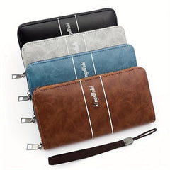 Men's Leather Zipper Handbag Large Capacity Wallet Clutch Bag Phone Bag