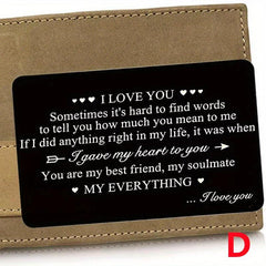 Metal Wallet Insert Card For Lover Anniversary Gift