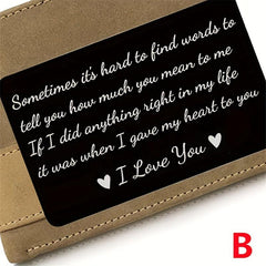 Metal Wallet Insert Card For Lover Anniversary Gift