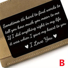 Metal Wallet Insert Card For Lover Anniversary Gift