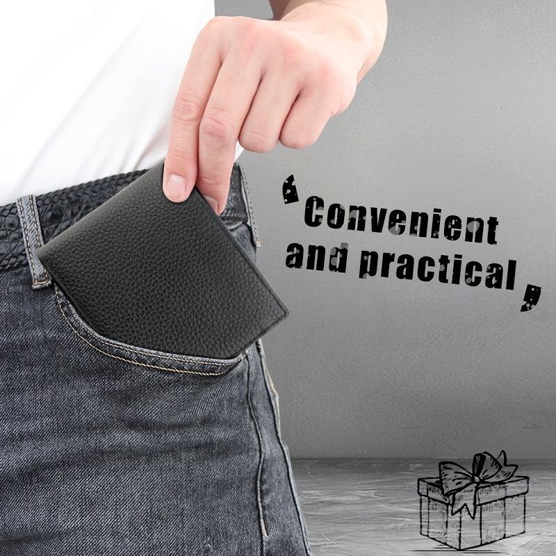 Men's Leather Short Wallet Card Slots Money Clip Large Capacity Holder