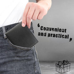 Men's Leather Short Wallet Card Slots Money Clip Large Capacity Holder