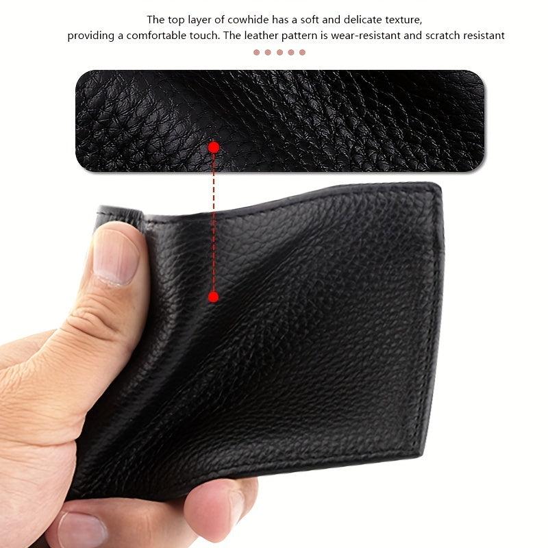 Men's Leather Short Wallet Card Slots Money Clip Large Capacity Holder