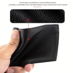 Men's Leather Short Wallet Card Slots Money Clip Large Capacity Holder