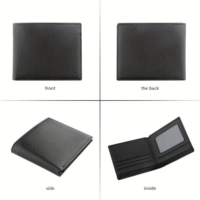 Men's Leather Short Wallet Card Slots Money Clip Large Capacity Holder