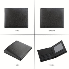 Men's Leather Short Wallet Card Slots Money Clip Large Capacity Holder