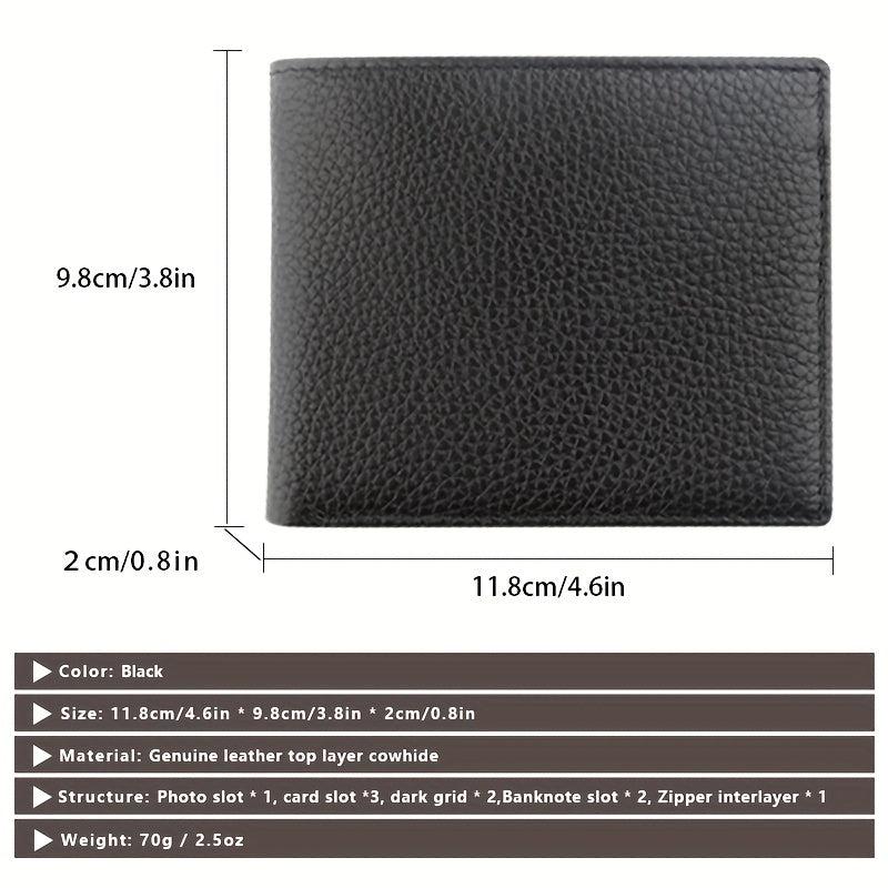 Men's Leather Short Wallet Card Slots Money Clip Large Capacity Holder