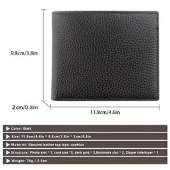 Men's Leather Short Wallet Card Slots Money Clip Large Capacity Holder