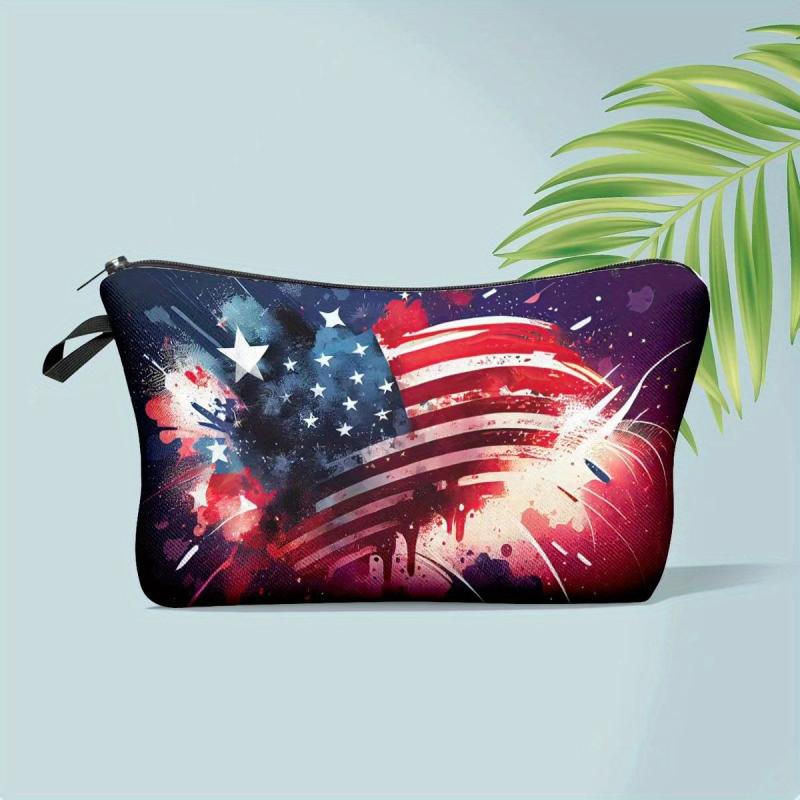 American Flag Pattern Storage Pouch Zipper Cosmetic Bag