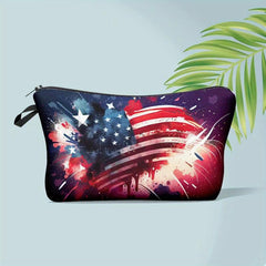 American Flag Pattern Storage Pouch Zipper Cosmetic Bag