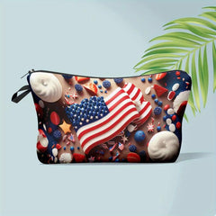 American Flag Pattern Storage Pouch Zipper Cosmetic Bag