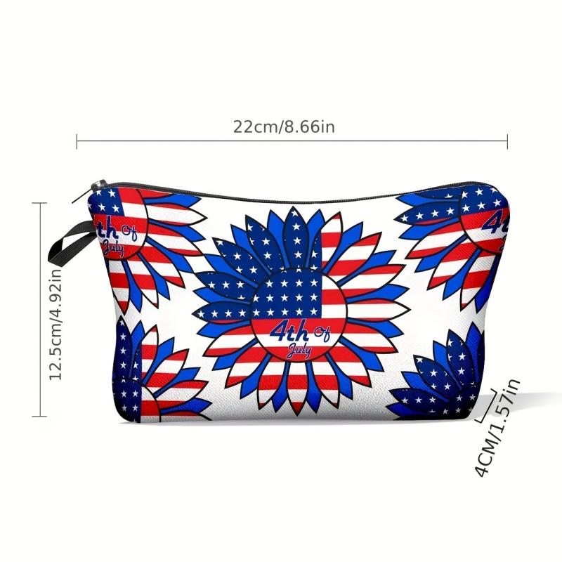 American Flag Pattern Storage Pouch Zipper Cosmetic Bag