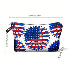 American Flag Pattern Storage Pouch Zipper Cosmetic Bag