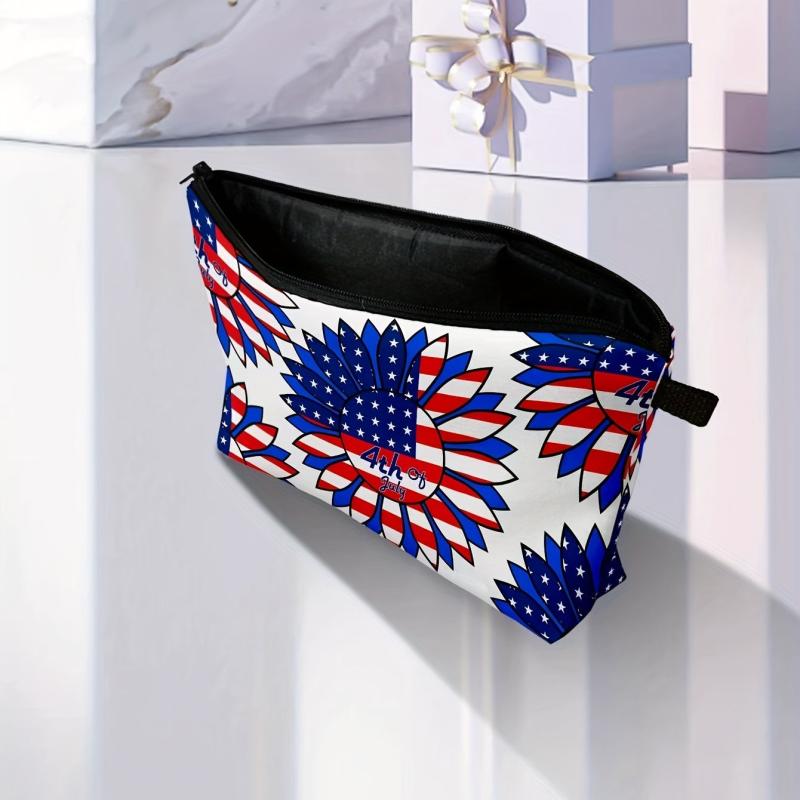 American Flag Pattern Storage Pouch Zipper Cosmetic Bag