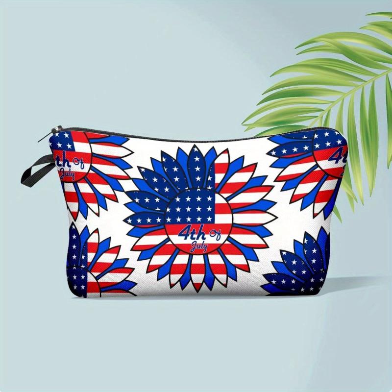 American Flag Pattern Storage Pouch Zipper Cosmetic Bag