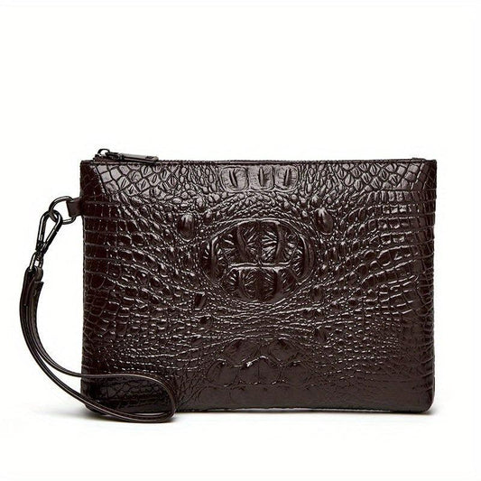 Men's Crocodile Clutch Bag Business Wear Envelope Handbag